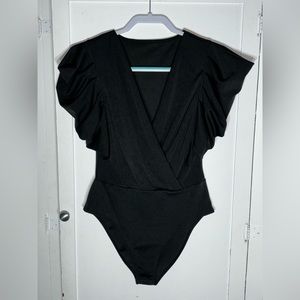 Draped black bodysuit